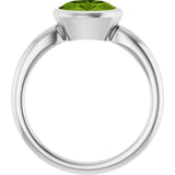 10K Gold Oval Natural Peridot Bezel-Set Solitaire Ring - White Gold - view 2
