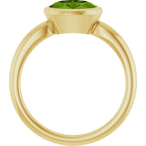 10K Gold Oval Natural Peridot Bezel-Set Solitaire Ring - Yellow Gold - view 2