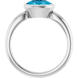 10K Gold Oval Natural Aquamarine Bezel-Set Solitaire Ring - White Gold - view 2