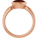 14K Gold Oval Natural Mozambique Garnet Bezel-Set Solitaire Ring – 6x4mm - Rose Gold - view 2