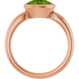 14K Gold Oval Natural Peridot Bezel-Set Solitaire Ring - Rose Gold - view 2
