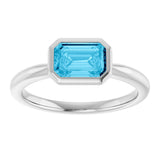 10K Gold Oval Natural Aquamarine Bezel-Set Solitaire Ring - White Gold - view 3