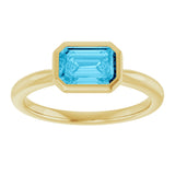 10K Gold Oval Natural Aquamarine Bezel-Set Solitaire Ring - Yellow Gold - view 3