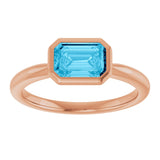 14K Gold Oval Natural Aquamarine Bezel-Set Solitaire Ring - Rose Gold - view 3