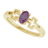 14K Gold Oval Lab-Grown Alexandrite Youth Cross Ring - Yellow Gold - view 5