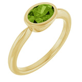 10K Gold Oval Natural Peridot Bezel-Set Solitaire Ring - Yellow Gold
