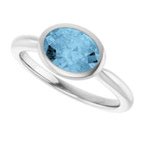 10K Gold Oval Natural Sky Blue Topaz Bezel-Set Solitaire Ring - White Gold - view 5