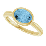 10K Gold Oval Natural Sky Blue Topaz Bezel-Set Solitaire Ring - Yellow Gold - view 5