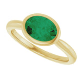 10K Gold Oval Lab-Grown Emerald Bezel-Set Solitaire Ring - Yellow Gold - view 5
