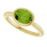 10K Gold Oval Natural Peridot Bezel-Set Solitaire Ring - Yellow Gold - view 5