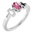 Platinum Oval Natural Pink Tourmaline Youth Cross Ring