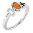 Platinum Oval Natural Citrine Youth Cross Ring