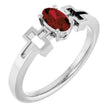 Platinum Oval Natural Mozambique Garnet Youth Cross Ring