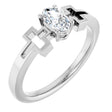 Platinum Oval Natural White Sapphire Youth Cross Ring