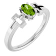 Platinum Oval Natural Peridot Youth Cross Ring