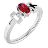 Platinum Oval Lab-Grown Ruby Youth Cross Ring