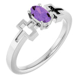 Platinum Oval Natural Amethyst Youth Cross Ring