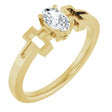 14K Gold Oval Natural White Sapphire Youth Cross Ring - Yellow Gold