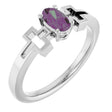 Platinum Oval Lab-Grown Alexandrite Youth Cross Ring