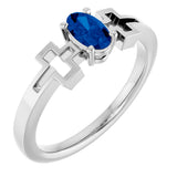 Platinum Oval Natural Blue Sapphire Youth Cross Ring