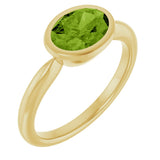 10K Gold Oval Natural Peridot Bezel-Set Solitaire Ring - Yellow Gold