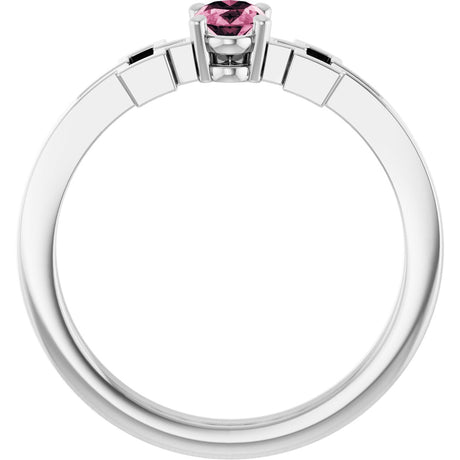 Platinum Oval Natural Pink Tourmaline Youth Cross Ring - view 2