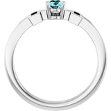 Platinum Oval Natural Blue Zircon Youth Cross Ring - view 2