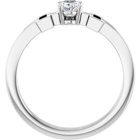 Platinum Oval Natural White Sapphire Youth Cross Ring - view 2