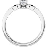 14K Gold Oval Natural White Sapphire Youth Cross Ring - White Gold - view 2