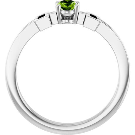 Platinum Oval Natural Peridot Youth Cross Ring - view 2