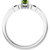 14K Gold Oval Natural Peridot Youth Cross Ring - White Gold - view 2