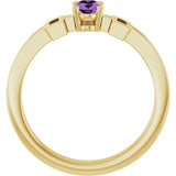 14K Gold Oval Natural Amethyst Youth Cross Ring - Yellow Gold - view 2
