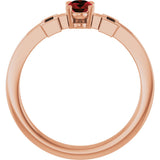14K Gold Oval Natural Mozambique Garnet Youth Cross Ring - Rose Gold - view 2