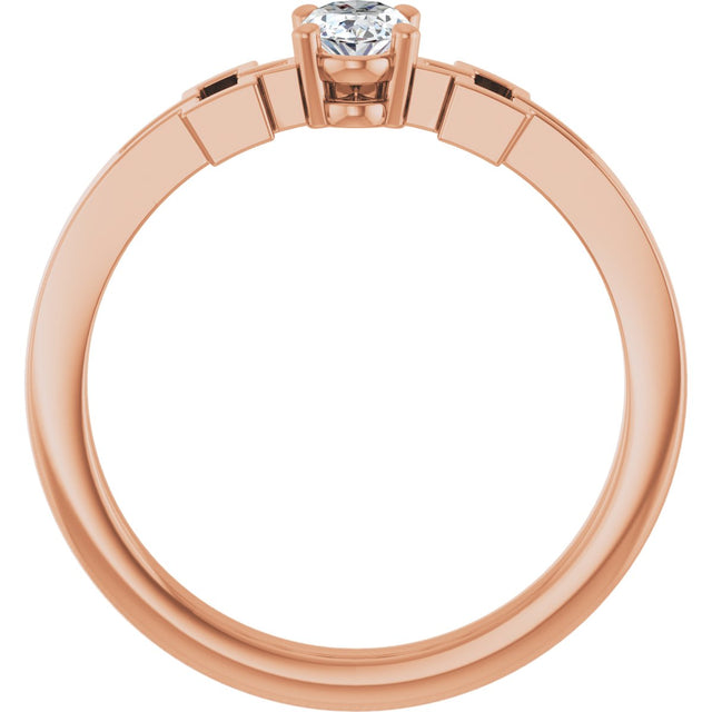 14K Gold Oval Natural White Sapphire Youth Cross Ring - Rose Gold - view 2