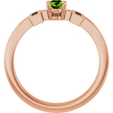 14K Gold Oval Natural Peridot Youth Cross Ring - Rose Gold - view 2