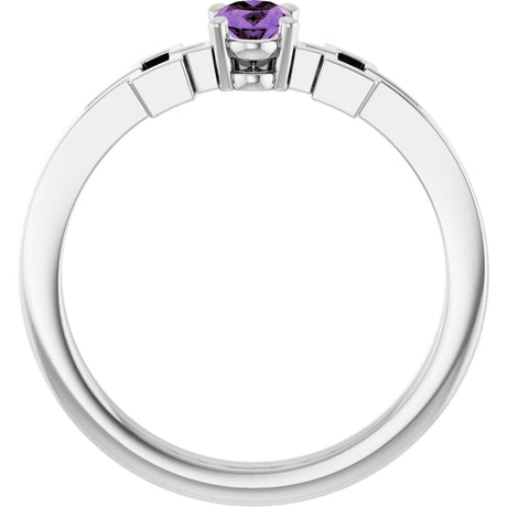 Platinum Oval Natural Amethyst Youth Cross Ring - view 2