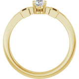 14K Gold Oval Natural White Sapphire Youth Cross Ring - Yellow Gold - view 2