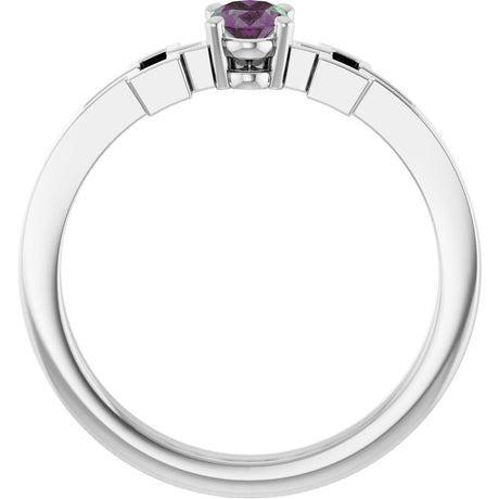 Platinum Oval Lab-Grown Alexandrite Youth Cross Ring - view 2