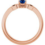 14K Gold Oval Natural Blue Sapphire Youth Cross Ring - Rose Gold - view 2