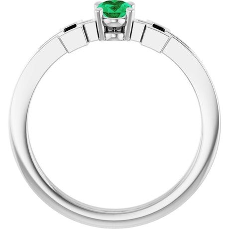 Platinum Oval Lab-Grown Emerald Youth Cross Ring - view 2