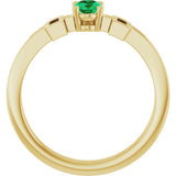 14K Gold Oval Lab-Grown Emerald Youth Cross Ring - Yellow Gold - view 2