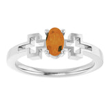 Platinum Oval Natural Citrine Youth Cross Ring - view 3