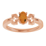 14K Gold Oval Natural Citrine Youth Cross Ring - Rose Gold - view 3