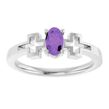 Platinum Oval Natural Amethyst Youth Cross Ring - view 3