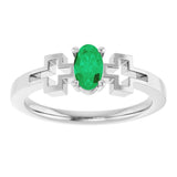 Platinum Oval Lab-Grown Emerald Youth Cross Ring - view 3