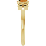 14K Gold Oval Natural Citrine Youth Cross Ring - Yellow Gold - view 4