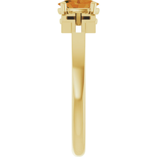 14K Gold Oval Natural Citrine Youth Cross Ring - Yellow Gold - view 4