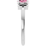 Platinum Oval Natural Pink Tourmaline Youth Cross Ring - view 4