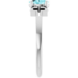 14K Gold Oval Natural Blue Zircon Youth Cross Ring - White Gold - view 4