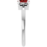 14K Gold Oval Natural Mozambique Garnet Youth Cross Ring - White Gold - view 4